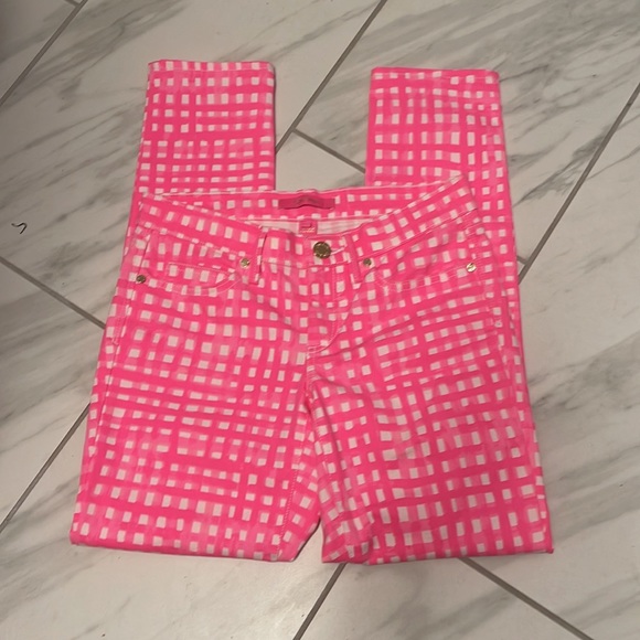 Lilly Pulitzer pink gingham jeans size 4 - Picture 3 of 3